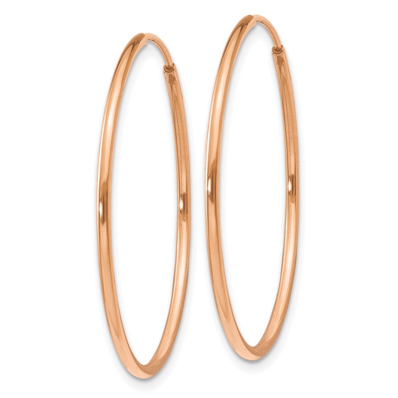 14k Rose Gold 1.0mm Polished Endless Hoop Earrings