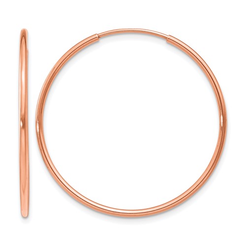 14k Rose Gold 1.20mm Polished Endless Hoop Earrings