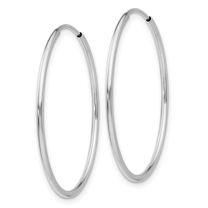 14k White Gold 1.00mm Polished Endless Tube Hoop Earrings