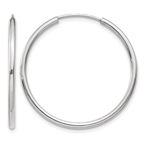 14k White Gold 1.20mm Polished Endless Tube Hoop Earrings