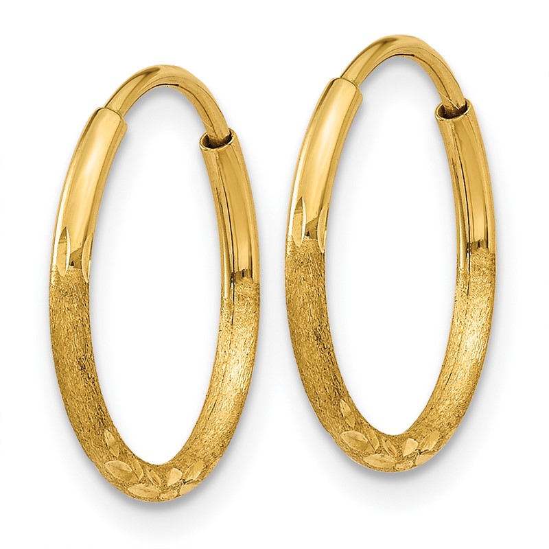 14k 1.0mm Diamond-cut Endless Hoop Earring