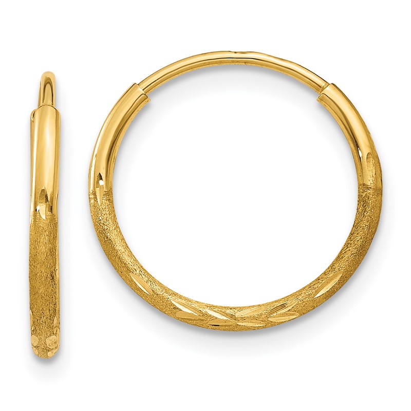 14k 1.0mm Diamond-cut Endless Hoop Earring