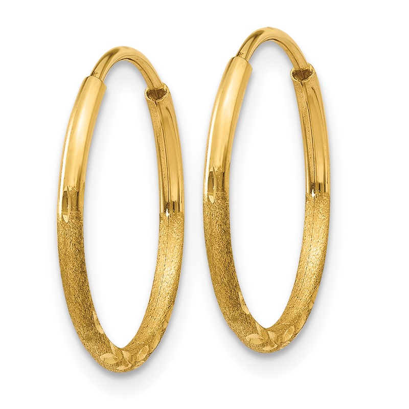 14k 1.0mm Diamond-cut Endless Hoop Earring