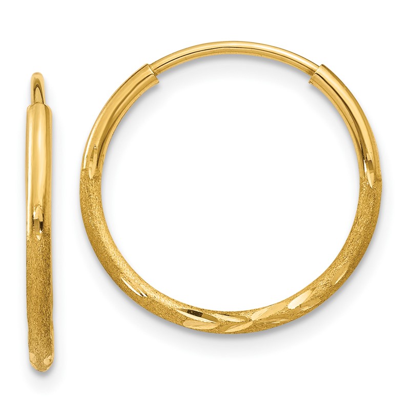 14k 1.0mm Diamond-cut Endless Hoop Earring