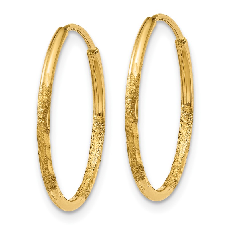 14k 1.0mm Diamond-cut Endless Hoop Earring