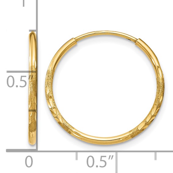 Leslie's Gold 1.20mm Diamond-cut Endless Hoop Earrings