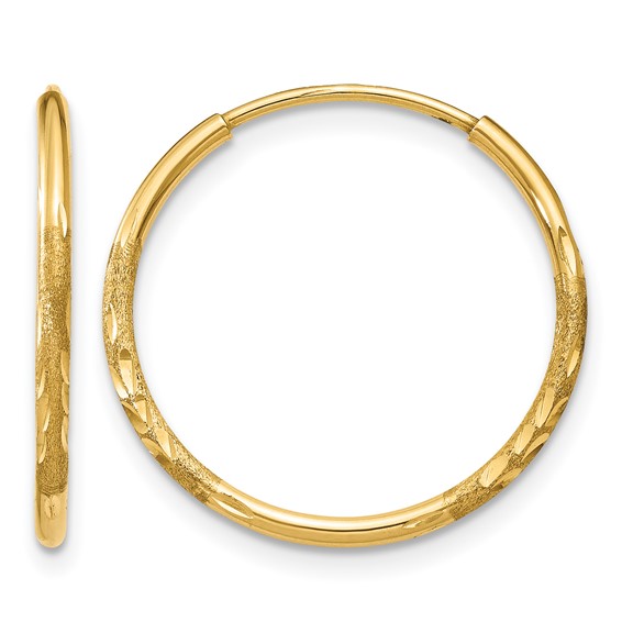 Leslie's Gold 1.20mm Diamond-cut Endless Hoop Earrings