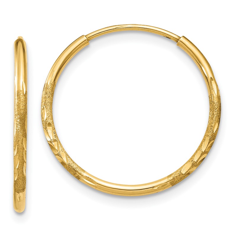 14k 1.0mm Diamond-cut Endless Hoop Earring