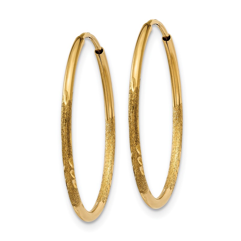 14k 1.0mm Diamond-cut Endless Hoop Earring