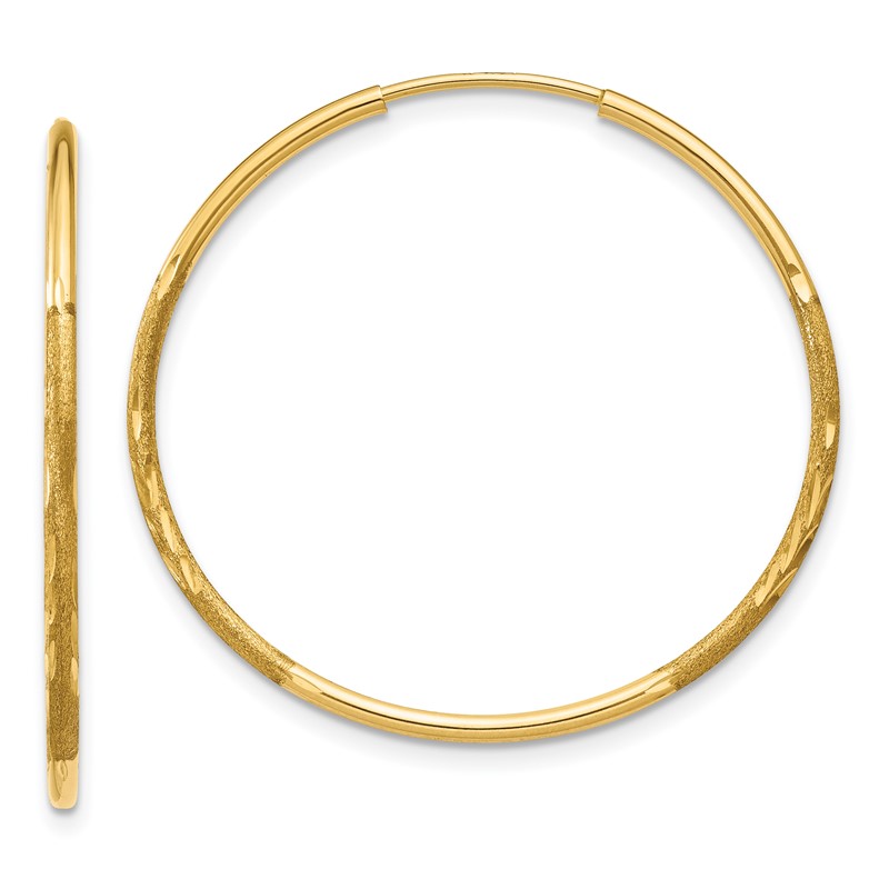 14k 1.0mm Diamond-cut Endless Hoop Earring