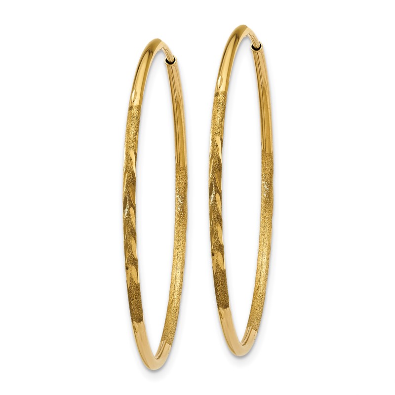 14k 1.0mm Diamond-cut Endless Hoop Earring