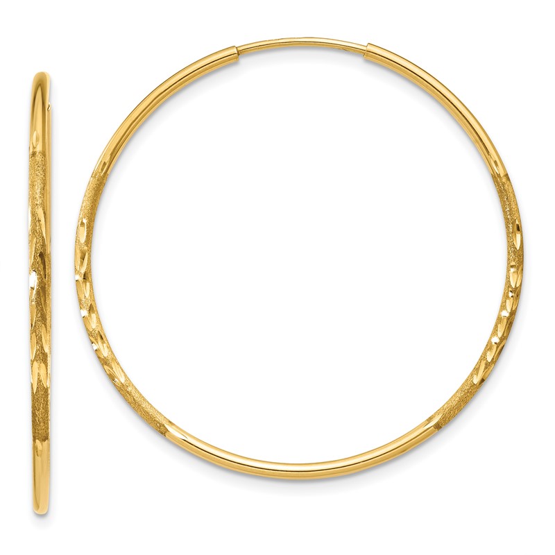14k 1.0mm Diamond-cut Endless Hoop Earring