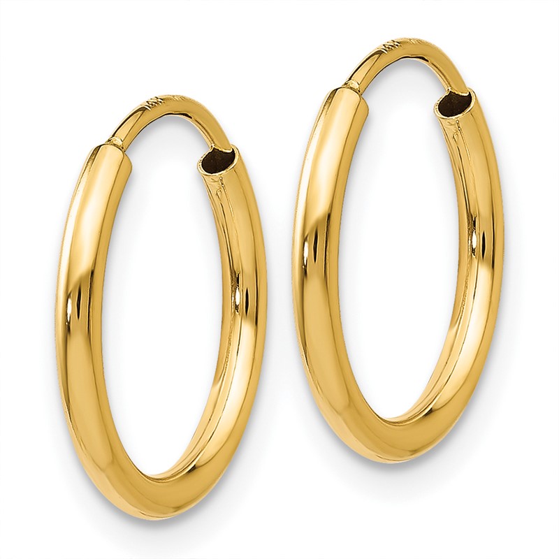 14k 1.2mm Polished Round Endless Hoop Earrings