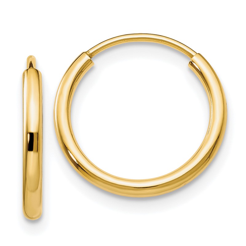 14k 1.2mm Polished Round Endless Hoop Earrings