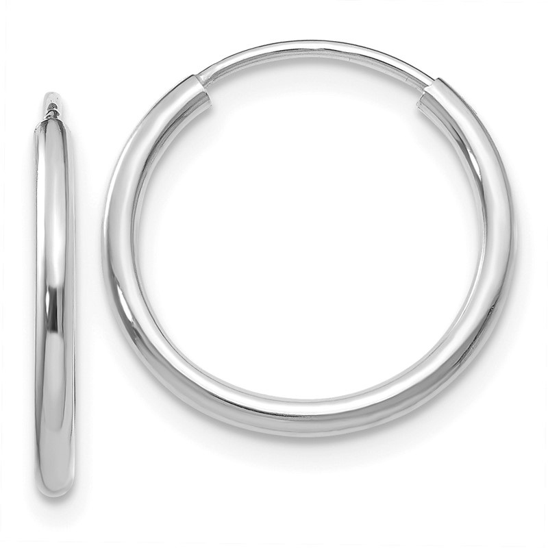 14k White Gold 1.2mm Polished Endless Hoop Earrings