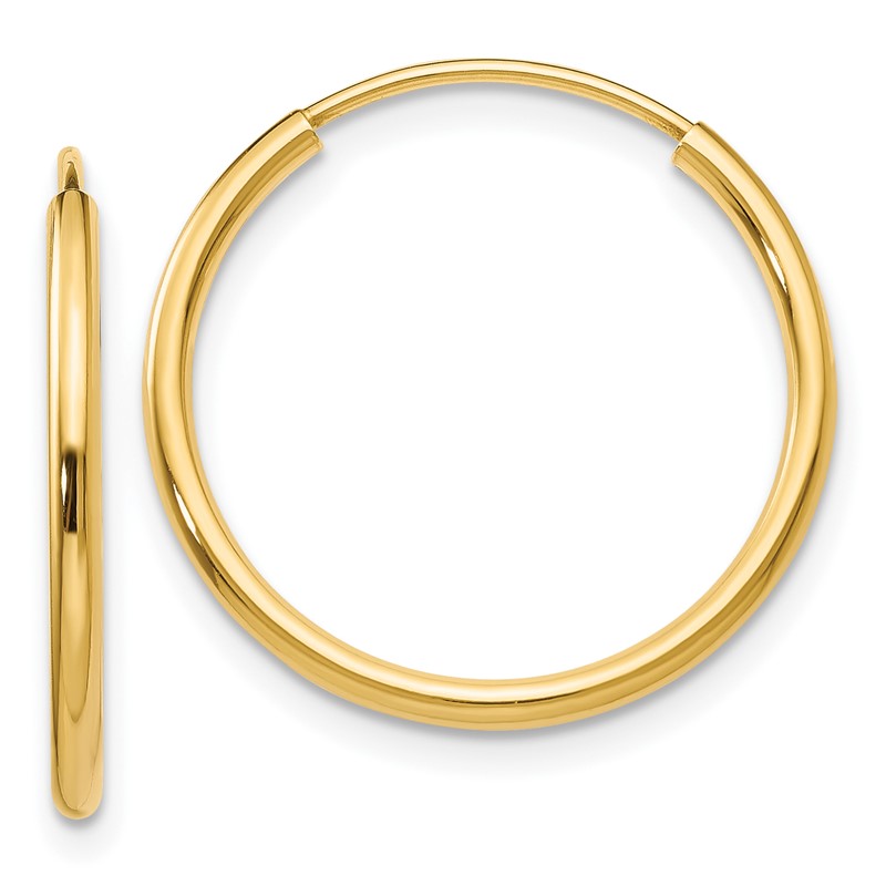 14k 1.2mm Polished Round Endless Hoop Earrings