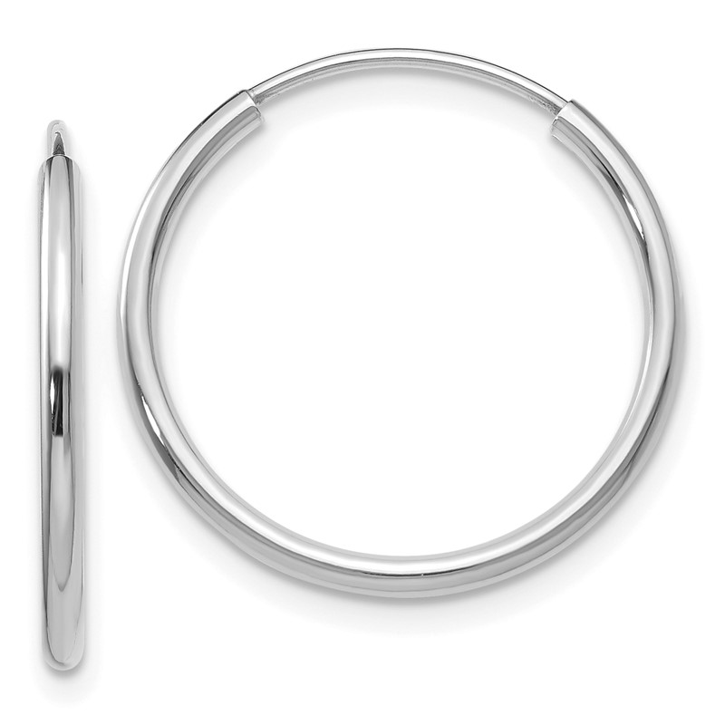 14k White Gold 1.2mm Polished Endless Hoop Earrings