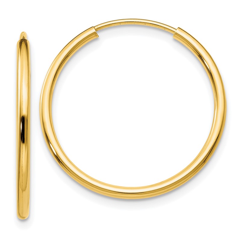 14k 1.2mm Polished Round Endless Hoop Earrings