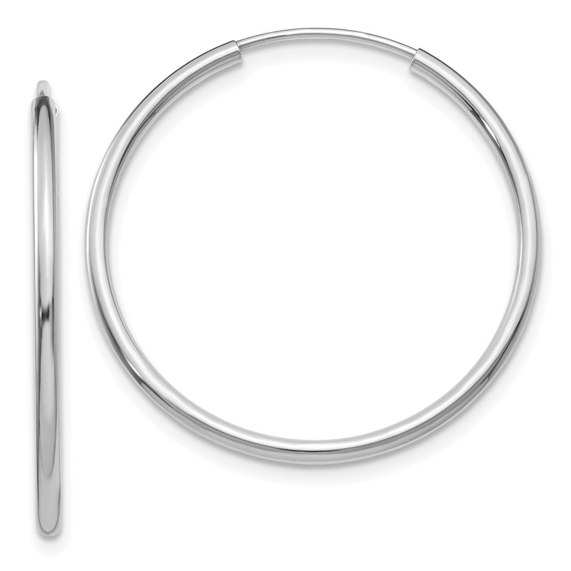 14k White Gold 1.2mm Polished Endless Hoop Earrings