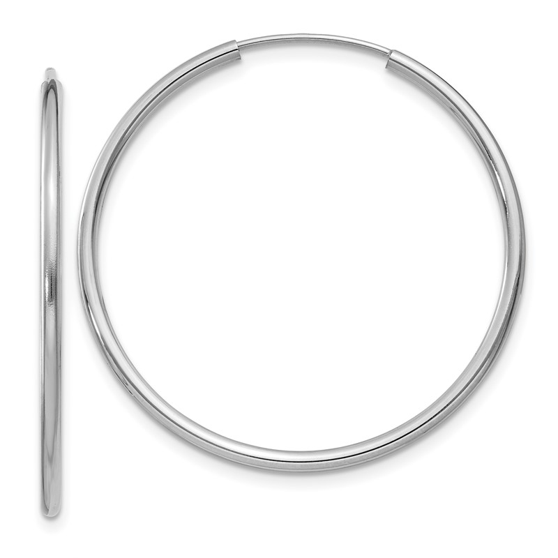 14k White Gold 1.2mm Polished Endless Hoop Earrings