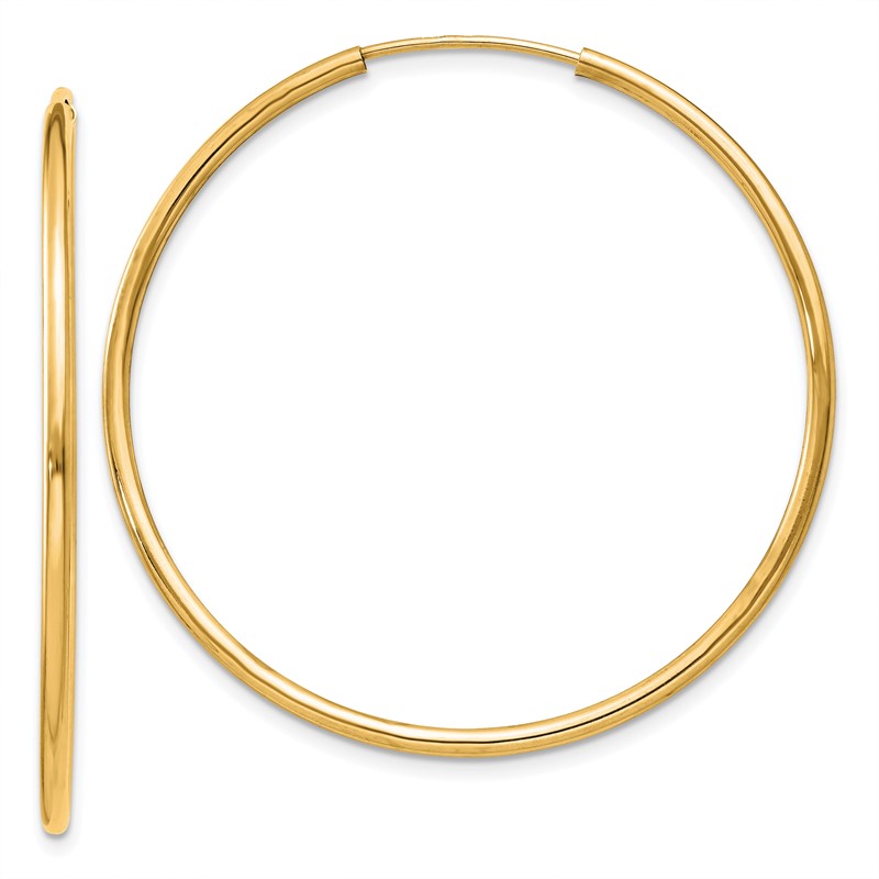 14k 1.2mm Polished Round Endless Hoop Earrings