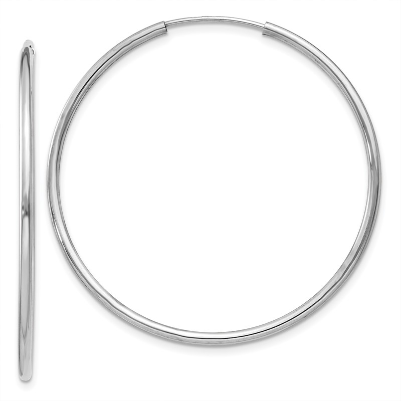 14k White Gold 1.2mm Polished Endless Hoop Earrings