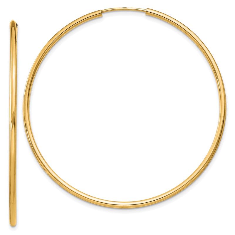 14k 1.2mm Polished Round Endless Hoop Earrings
