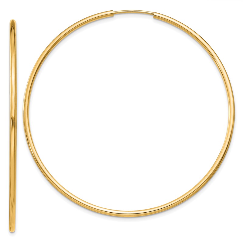14k 1.2mm Polished Round Endless Hoop Earrings