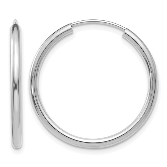 Leslie's 14k White Gold Polished Endless 2mm Hoop Earrings