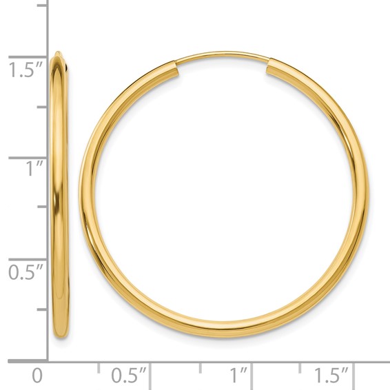 Leslie's 14k Polished Round Endless 2mm Hoop Earrings