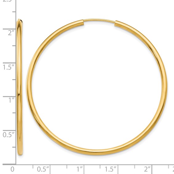 Leslie's 14k Polished Round Endless 2mm Hoop Earrings