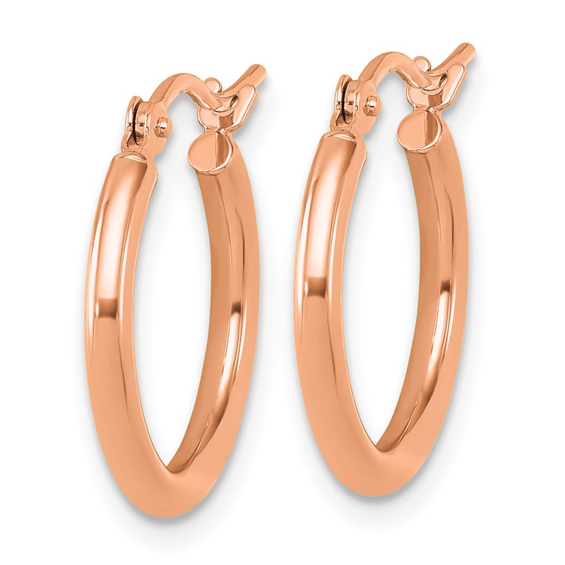 14k Rose Gold Polished 2x17.5mm Polished Hoop Earrings
