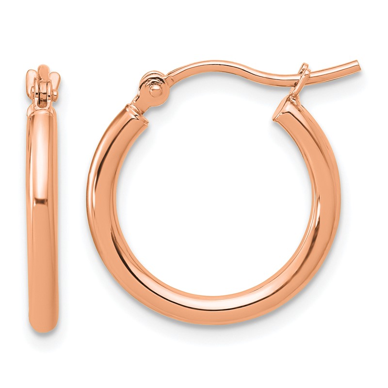 14k Rose Gold Polished 2x17.5mm Polished Hoop Earrings
