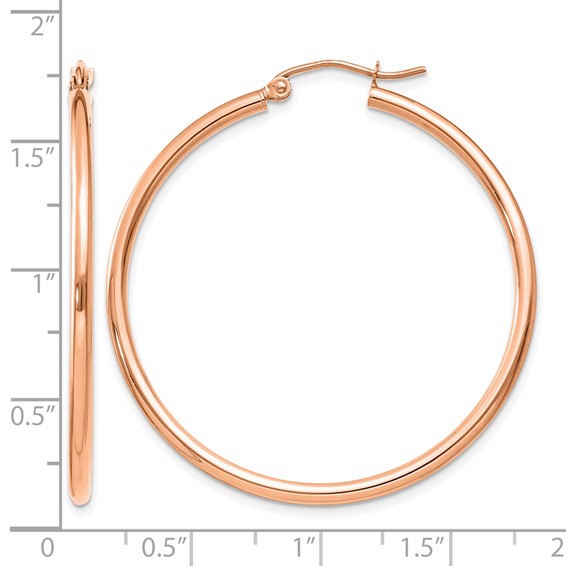 Leslie's 14k Rose Gold Polished 2x40mm Polished Hoop Earrings