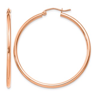 Leslie's 14k Rose Gold Polished 2x40mm Polished Hoop Earrings