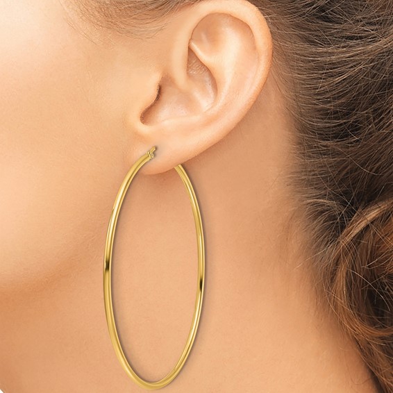 Leslie's 14k Polished 2x65mm Polished Hoop Earrings