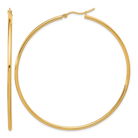 Leslie's 14k Polished 2x65mm Polished Hoop Earrings