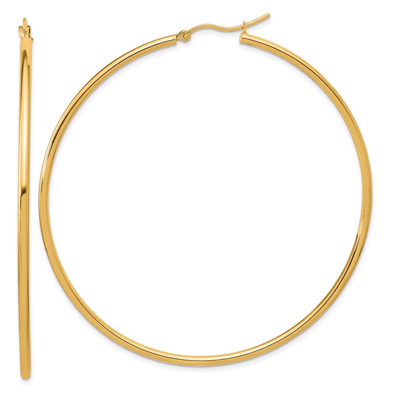 14k Polished 2x65mm Polished Hoop Earrings