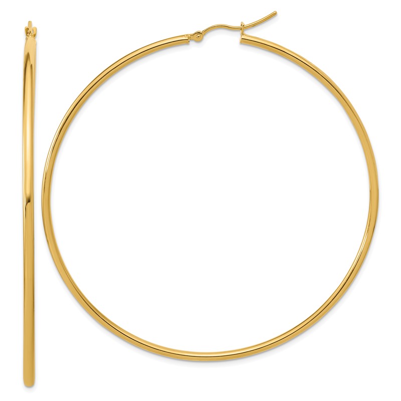 14k Polished 2x70mm Polished Hoop Earrings