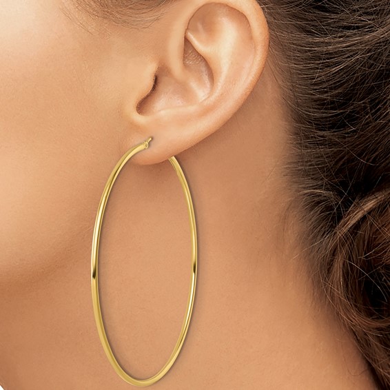 Leslie's 14k Polished 2x75mm Polished Hoop Earrings