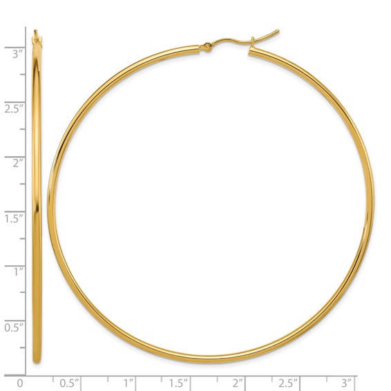 Leslie's 14k Polished 2x75mm Polished Hoop Earrings