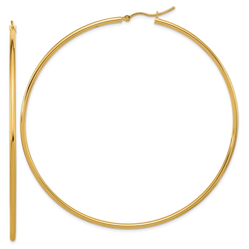 14k Polished 2x75mm Polished Hoop Earrings