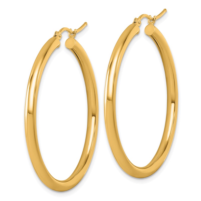 14k Polished 3mm Polished Hoop Earrings