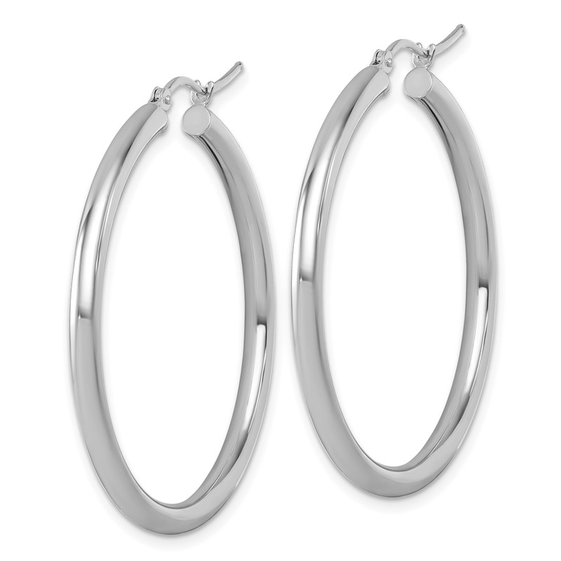 14k White Gold Polished 3mm Polished Hoop Earrings