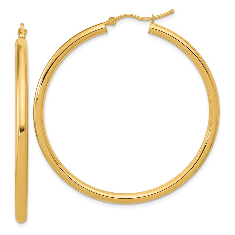 14k Polished 3mm Polished Hoop Earrings