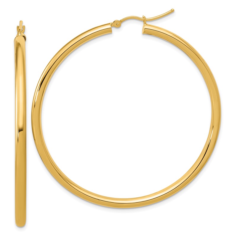 14k Polished 3mm Polished Hoop Earrings