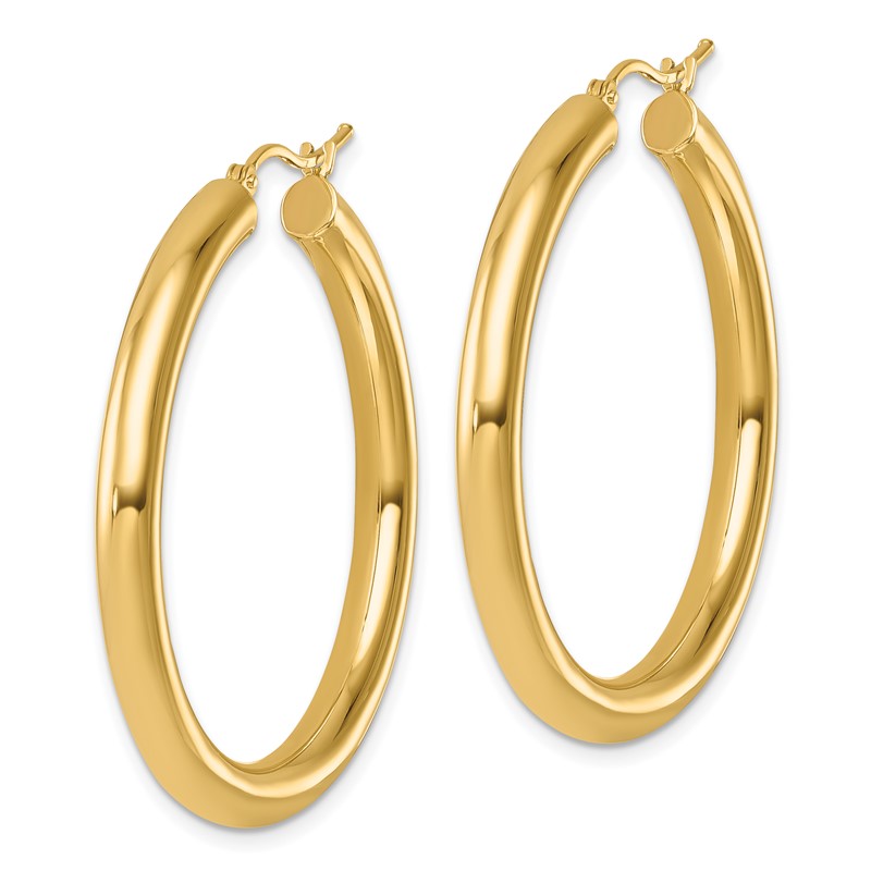 14k Polished 4mm Polished Hoop Earrings