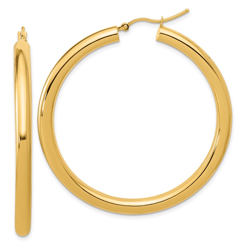 14k Polished 4mm Polished Hoop Earrings