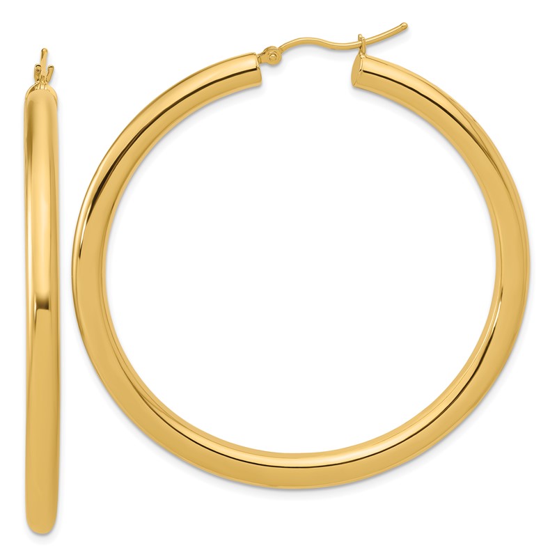 14k Polished 4mm Polished Hoop Earrings