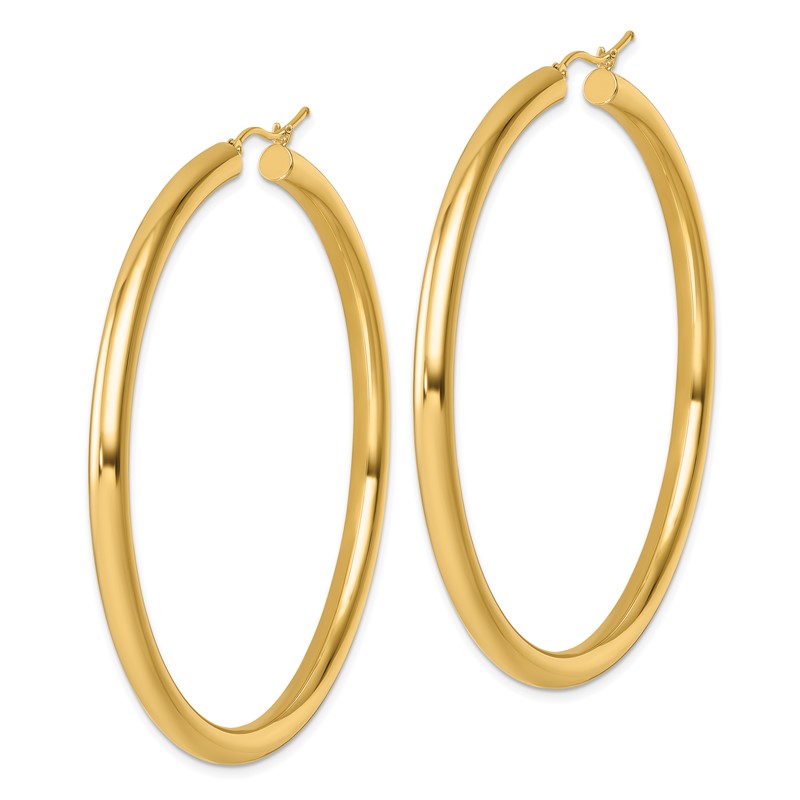 14k Polished 4mm Polished Hoop Earrings